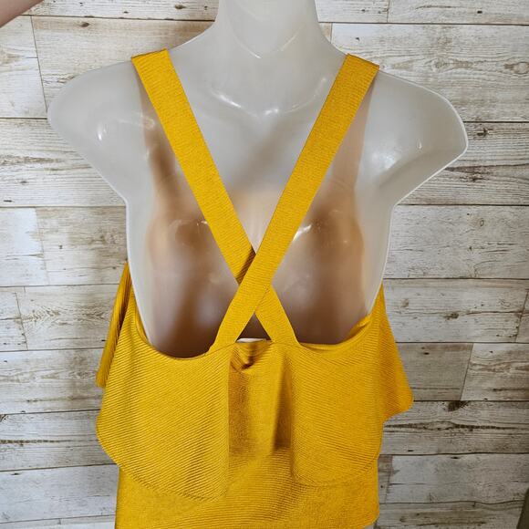 Madewell Texture Thread Tiered Tank Top Size Medium J0279 Mustard Flowy Strappy - Picture 5 of 11